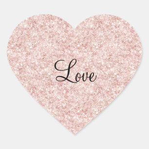 Adesivo Coração Brilho Rosa Bege Brilhante Amor