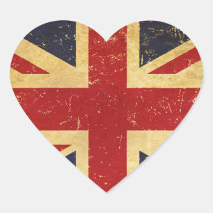 Adesivo Coração British Union Jack Flag Vintage