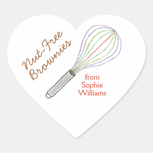 Adesivo Coração Brownie baking labels / Nut free brownies (Frente)