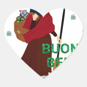 Adesivo Coração bruxa de natal buona Befana