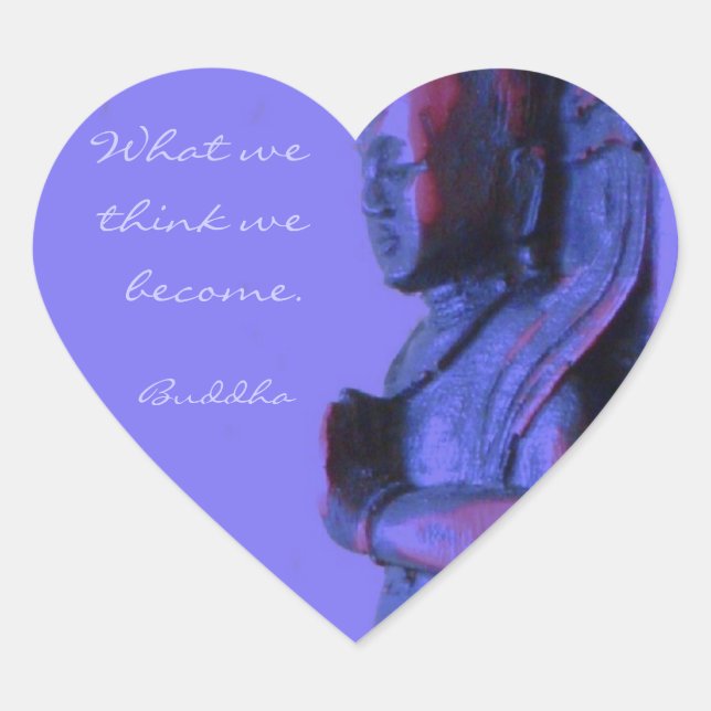 Adesivo Coração Buda Esculpida com Mão Azul (Frente)