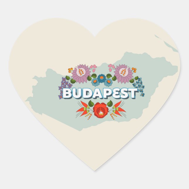 Adesivo Coração Budapeste, Hungria Heart Sticker (Frente)