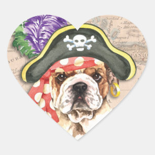 Adesivo Coração Bulldog Pirate