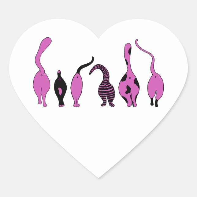Adesivo Coração Bumbuns de Gato Roxo (Frente)