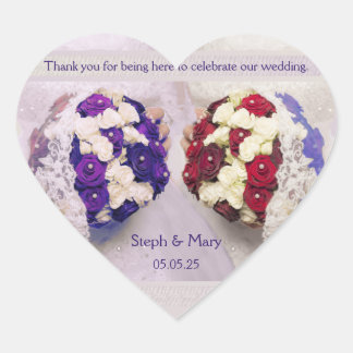 Adesivo Coração Buquê dá um favorito de casamento lésbica com o He