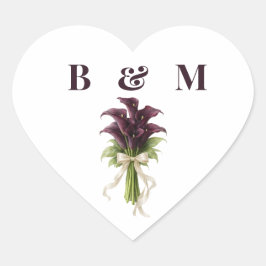 Adesivo Coração Burgundy Calla Lily Wedding Bouquet Ivory Ribbon 