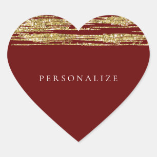 Adesivo Coração Burgundy Red Faux Glitter Striters