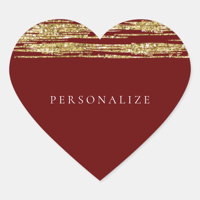 Adesivo Coração Burgundy Red Faux Glitter Striters (Frente)