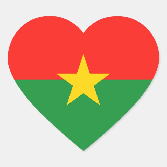 Adesivo Coração Burkina Faso Flag Heart Sticker (Frente)