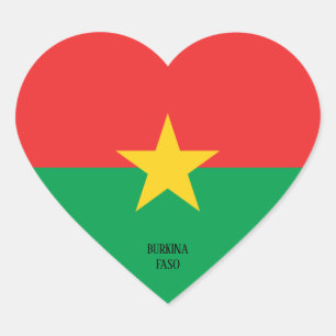 Adesivo Coração Burkina Faso Sinalizador esplêndido Patriótico