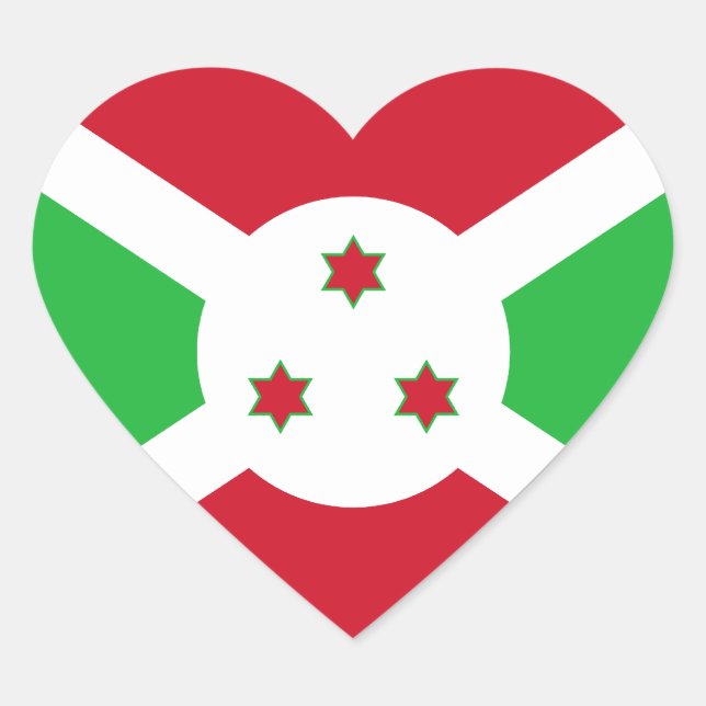 Adesivo Coração Burundi Flag Heart Sticker (Frente)