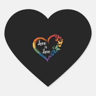 Adesivo Coração Butterfly Heart Rainbow Love is Love LGBT Gay Copy
