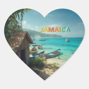 Adesivo Coração cabana de pesca jamaicana
