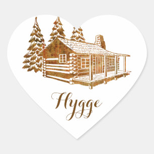 Adesivo Coração Cabana rústica de madeira Cosy - Hygge ou seu