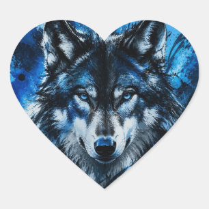 Adesivo Coração Cabeça de lobo