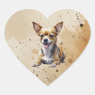Adesivo Coração Cachorro Animal Pet Cruzamento Chihuahua Fofo
