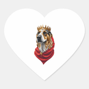 Adesivo Coração Cachorro-Beagle em uma Coroa