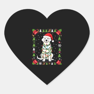 Adesivo Coração Cachorro Boxer Branco Suéter de Natal Feio Funny X