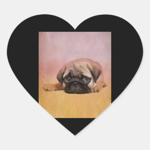 Adesivo Coração Cachorro Cachorro Presente dos Pug Dog Lovers