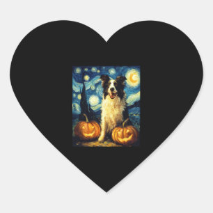 Adesivo Coração Cachorro Collie Halloween Jack O Lanterna Pu