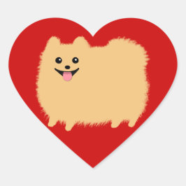 Adesivo Coração Cachorro de Cartoon da Pomerânia - Pommy Super Bon