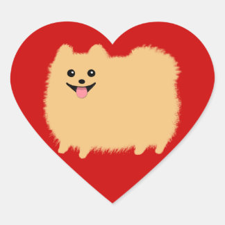 Adesivo Coração Cachorro de Cartoon da Pomerânia - Pommy Super Bon