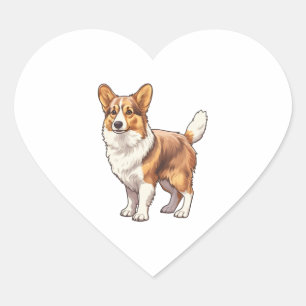 Adesivo Coração Cachorro de Corgi