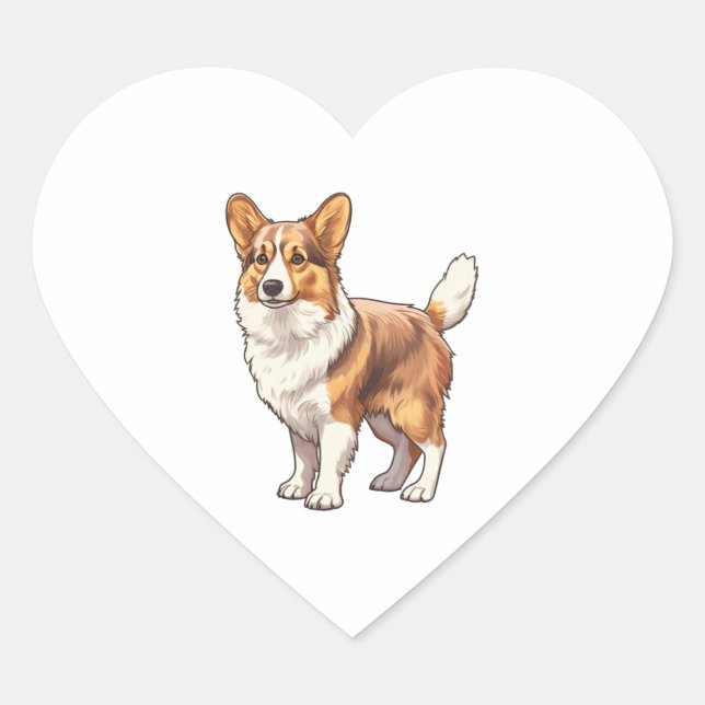 Adesivo Coração Cachorro de Corgi (Frente)