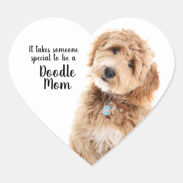 Adesivo Coração Cachorro de Doodle Mãe (Frente)