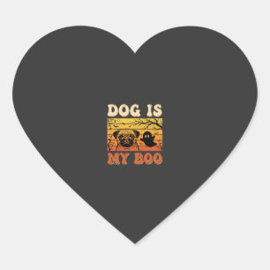 Adesivo Coração Cachorro de Halloween é meu Pug Fantasma Boo Desig