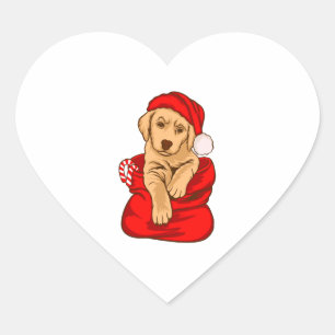 Adesivo Coração Cachorro De Natal Engraçado Vintage Xmas Com Cães