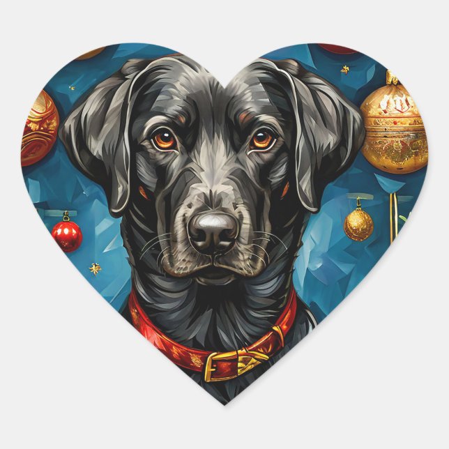Adesivo Coração Cachorro de natal fofo (Frente)