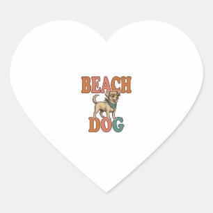 Adesivo Coração Cachorro de Praia Gravura Vintage Design Gráfico_1