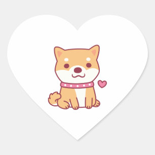 Adesivo Coração Cachorro de Shiba Inu