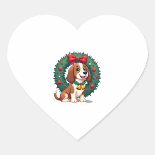 Adesivo Coração Cachorro do Basset Hound Jingle Bells