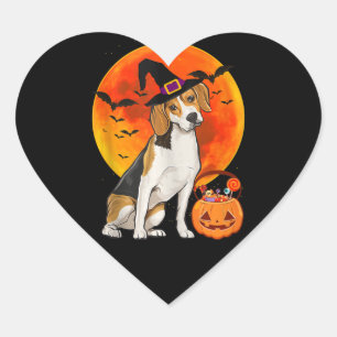 Adesivo Coração Cachorro Halloween Beagle Jack O Lanterna Pumpkin 