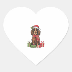 Adesivo Coração Cachorro Irlandês Sapateiro Fatos de Natal Santa H