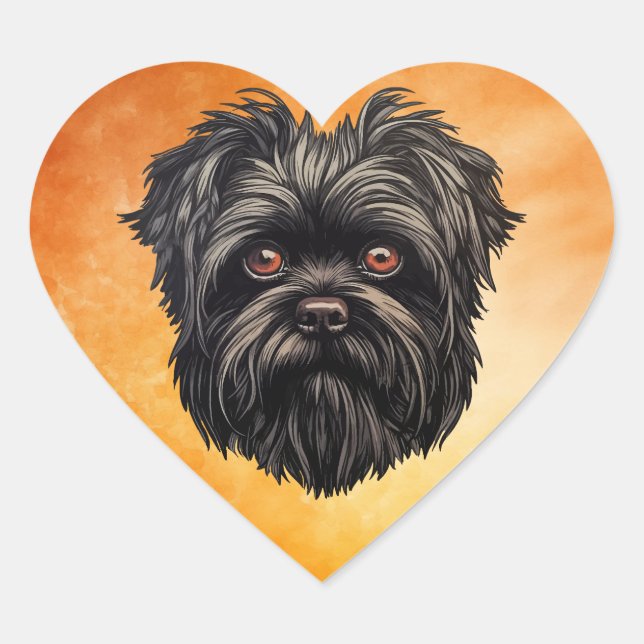 Adesivo Coração Cachorro Macaco Affens Terrier (Frente)