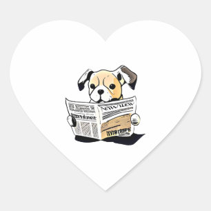 Adesivo Coração Cachorro Pawsitive Lendo Jornal T-Shirt