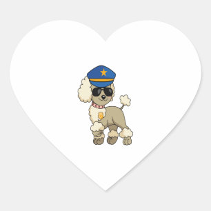 Adesivo Coração Cachorro-Poodle da Polícia de Chibi