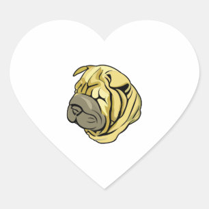 Adesivo Coração Cachorro-preto chinês Sharpei Shar Pei