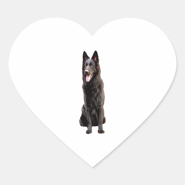 Adesivo Coração Cachorro Preto german shepherd (Frente)