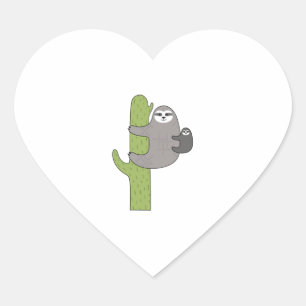 Adesivo Coração Cactus Sloth