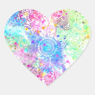 Adesivo Coração Cadeias de água design com palheiro de flores bra