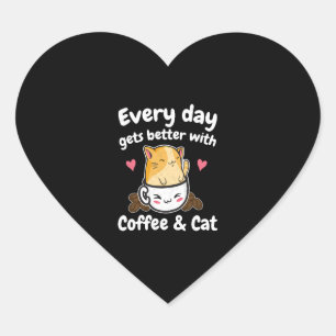 Adesivo Coração Café Engraçado E Cafeína Gato Lover Barista