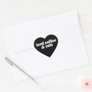 Adesivo Coração Café Gelado E Gatos