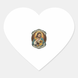 Adesivo Coração Caixa de papelão de Jesus corta dedo dor humor_1