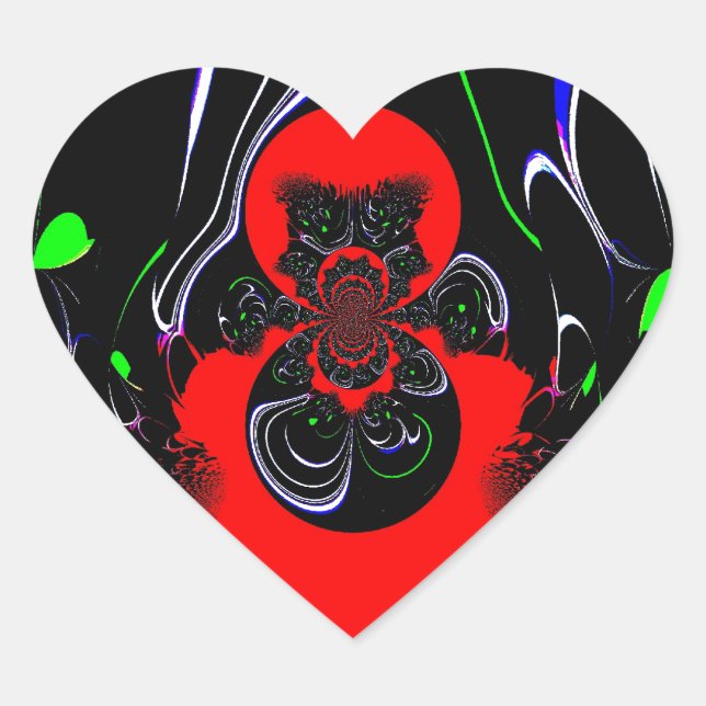 Adesivo Coração Caleidoscópio Fluid Art Impressão (Frente)