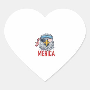 Adesivo Coração Camisa com Gravura Vintage Águia Patriótica Merica