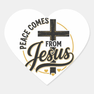 Adesivo Coração Camisa Cruz Cristã Jesus é a Paz